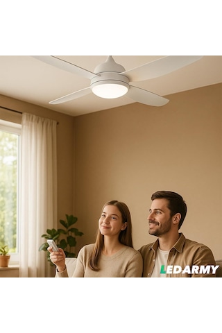 Cata Ct-3000 Modern Tavan Vantilatörü Beyaz Led Işıklı Ve Uzaktan Kumandalı Led Sessiz Motor Şık Tasarım 3 Renk Çok Renkli