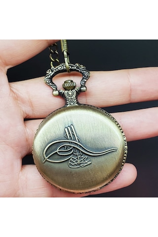 Osmanlı Tuğralı Köstekli Saat, Antika Nostaljik Zincirli Cep Saati, Hediyelik, Kişiye Özel, Doğum Günü,
