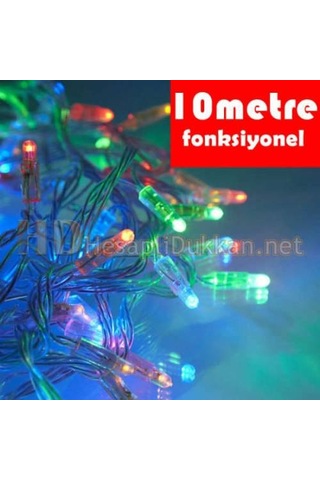 10mt 100 Led Işık Renkli Noel Yılbaşı Agaç Süsleme Led Süs