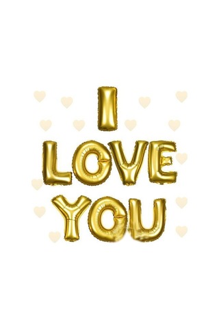 Parti Balon I Love You Folyo Balon Altın Renk 35 Cm Çok Renkli