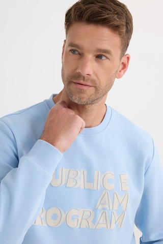 Tudors Unisex Oversize Geniş Kesim Pamuklu Yumuşak Dokulu İçi Polarlı Baskılı Mavi Sweatshirt-37299 Mavi