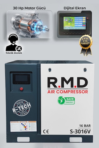 R.m.d Kompresör 16 Bar 30 Hp Invertörlü Vidalı Hava Kompresör Tek Makine Üs-30v R.m.d Kompresör 16 Bar 30 Hp Invertörlü Vidalı Hava Kompresör Tek Makine Üs-30v