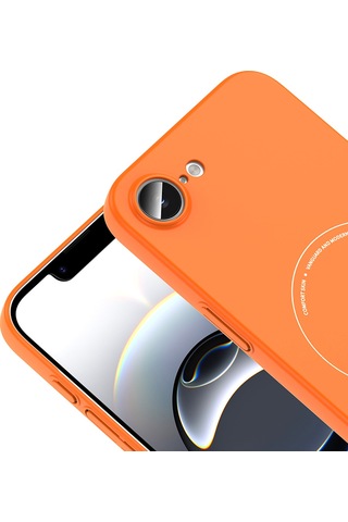 Maks Technology iPhone Uyumlu 17e Kılıf M-safe Şarj Özellikli Kamera Korumalı Mkst Elio Sert Pc Kapak - Turuncu