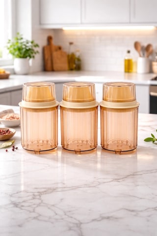 Decorev 3lü Erzak Saklama Kabı 900 Ml Kahverengi