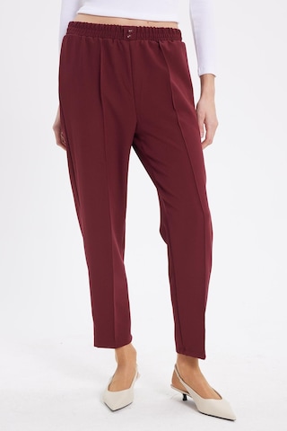 Tudors Kadın Relax Fit Rahat Kesim Yüksel Bel Düz Paça Beli Lastikli Bordo Pantolon-41935 Bordo