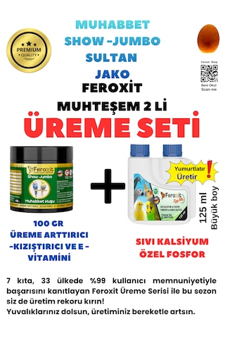 Show Jumbo Muhabbet Kuşları Ve Sultan Papağanı Üreme Seti 100 Gr Kızıştırıcı Ve Yumurta Arttırıcı 150 Ml