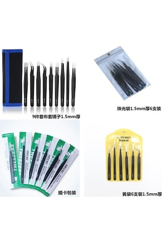 Tongxida 9 Parça Manyetik Paslanmaz Çelik Elektronik Set: Düz-uç Yuvarlak Dik Uç Esd-15 1.5 Mm Kartlı Paketle