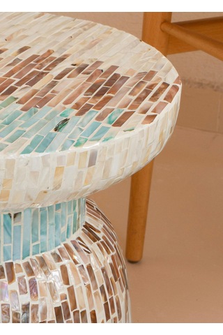 The Mia Sedef Tabure Yan Sehpa 38x40 Cm Tlc0103 Çok Renkli