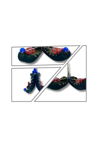 El Yapımı Deri Minyatür Çarık Maskot Dikiz Aynası Süsü Yeşil