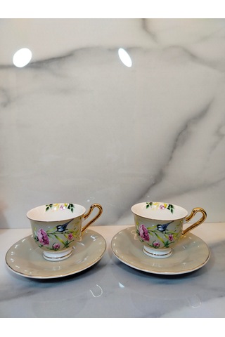 Vanilla New Bone China Kahve Fincanı 2 Kişilik Ekru