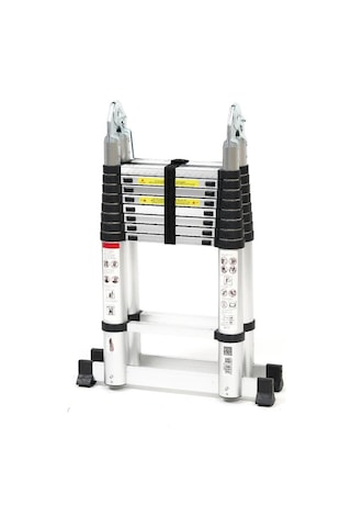 Cardilife 280 Cm+280 Cm -9+9 Basamaklı Alüminyum Teleskopik Merdiven - A Tipi Açılır Uzayan Merdiven 9+9 Basamaklı