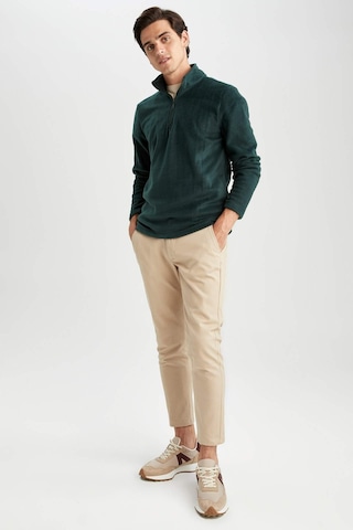 DeFacto Yeşil Tüylenme Yapmayan Soğuk Geçirmez Regular Fit Dik Yaka Fermuarlı Polar Sweatshirt Y3996AZNSGN245
