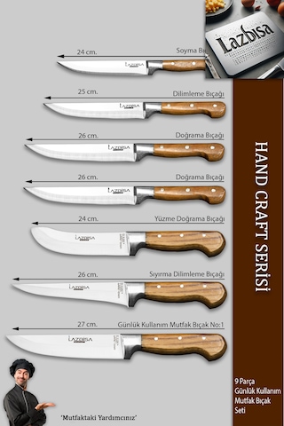 Hand Craft Pro Serisi Mutfak Bıçak Seti 9 Parça Mfp-386 Ahşap - Siyah
