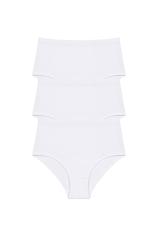 Arma Yıldız Kadın Yüksek Bel Pamuklu Slip Külot 3'lü Paket Beyaz Esnek Kumaş