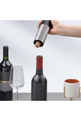 Youmex Siyah Otomatik Şarap Açıcı Seti - Type-c Şarjlı Yüksek Yoğunluklu Dişli Elektronik Şarap Açıcı Takımı Siyah