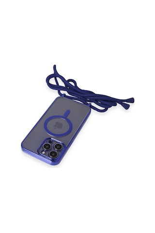 Newface Apple iPhone Uyumlu 13 Pro Max Kılıf Divo Lazer Askılı Magsafe Kapak Semeglbl - 14 - Mavi