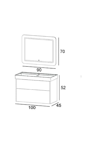 Denko Forever 100 Cm Beyaz Banyo Dolabı Alt Modül Lavabo Antrasit