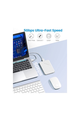 Orico USB 3.0 Micro B 2.5” inch SATA SSD Hard Disk Kutusu Beyaz