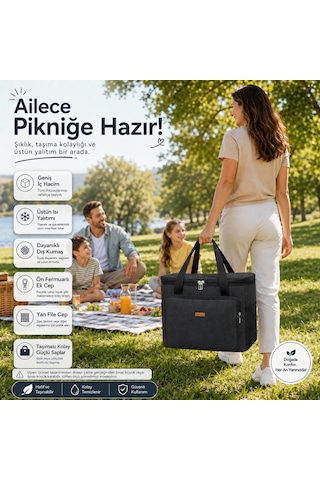Microcase 40 LT 5 Gözlü Termos Çanta Isı Yalıtımlı Piknik Kamp Plaj Balıkçı Soğutucu Çanta AL5622