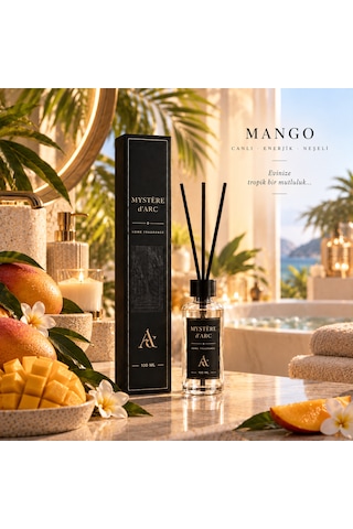 Premium Oda Kokusu Bambu Çubuklu Beyaz Şişe 100 Ml Mango