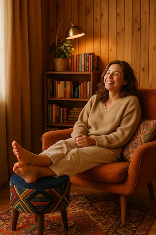 Puf Koltuk Tabure - Etna Gökkuşağı Mavi Lacivert