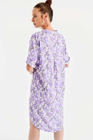 Gabria Kadın Yarım Pat Desenli Elbise Lila