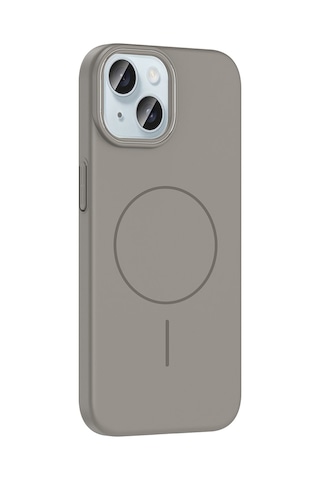 Apple Uyumlu iPhone 15 Kılıf Magsafe Şarj Özellikli Zore Ruby Silikon Kapak - Mürdüm Şeffaf Şeffaf