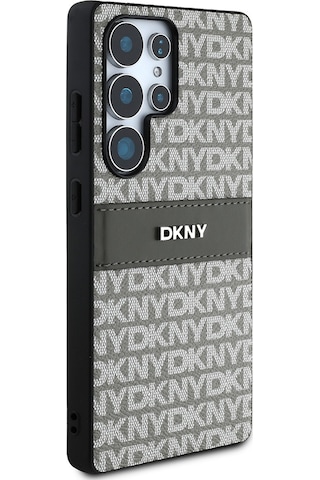 Galaxy Uyumlu S25 Ultra Kılıf Dkny Lisanslı Kartlıklı 3d Yazılı Repeat Texture Pattern Kapak Kahverengi