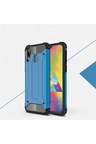 Noktaks - Samsung Galaxy Uyumlu M20 - Kılıf Çift Katman Zırh Tank Crash Military Kapak - Gold