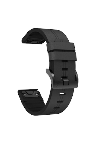 Caseonn Garmin Fenix 8 Pro 47 Mm, Amoled Kordon Quickfit Klasik Deri Yedek Kayış Siyah