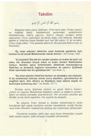 İmam Ahmed B. Hanbel'in Akide Fetvaları / Ebu Muaz Seyfullah E...