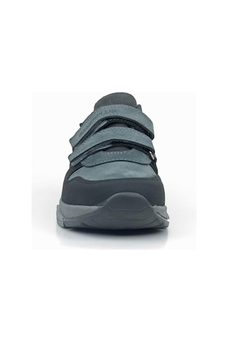 Rakerplus Hakiki Deri Koyu Gri Siyah Çocuk Cırtlı Sneakers Spor Ayakkabı