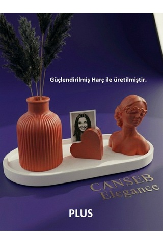 Dörtlü Kırmızı Renkli Fotoğraf Standı, Pampas Vazosu & Kız Dekoratif Obje Seti 37762558