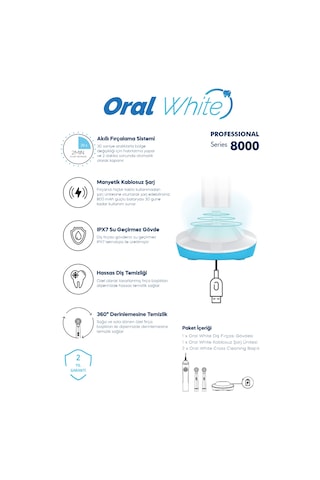 Oral White Professional Series 8000 Şarjlı Diş Fırçası Mavi