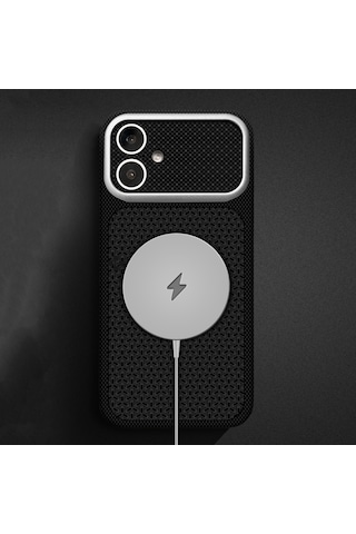 İphone 16 Uyumlu Kılıf M-safe Şarj Özellikli Zore Paris Nexel Sert Pc Kapak Siyah