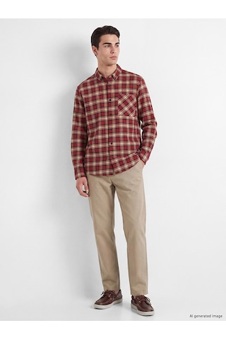 Lcw Eco Kırmızı Regular Fit Ekose Erkek Gömlek Ceket