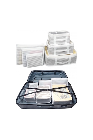 Bavul İçi Organizer Seti - Yatak Odası Organizer Set - Makyaj Organizer Mini Hurçlar 6 Parça Lisinya Çok Renkli