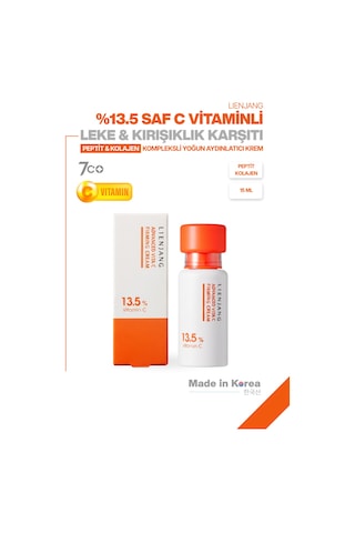 %13.5 Saf C Vitamini & Peptit Leke & Kırışıklık Karşıtı Yoğun Aydınlatıcı Ton Eşitleyici Krem 15 Ml
