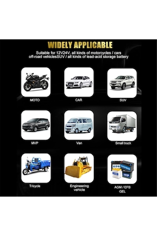 Symbee 12v/24v 10a Akıllı Akü Şarj Cihazı, Tam Otomatik 7 Aşama, Kurşun-asit/lityum Bataryalar İçin, Büyük Ekranlı, Avrupa Standartı Sarı