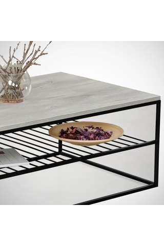 Etna Orta Sehpa Metal & Orta Masa Deniz Meşe /Metal Ayaklı Sehpa