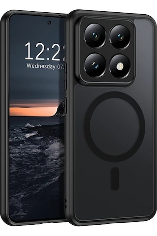 Motion003 Xiaomi 14t Pro Siyah Manyetik Koruyucu Kılıf Mi 14t Pro Armor Funda Şeffaf Mat Darbeye Dayanıklı