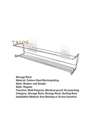 Novahub 2/4 Adet Gümüş Karbon Çelik Duvara Monte Baharat Organizatör Raf Mutfak Dolap Organizatörü Gümüş