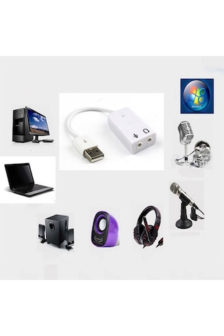 Harici Kablolu 7.1 Usb Ses Kartı 3.5mm Mikrofon Çevirici Dönüştür