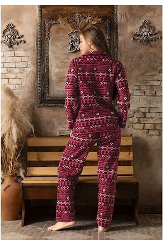 Sude Kadın Gömlek Yaka Polar Pijama Takımı M901 - 1 Adet 001