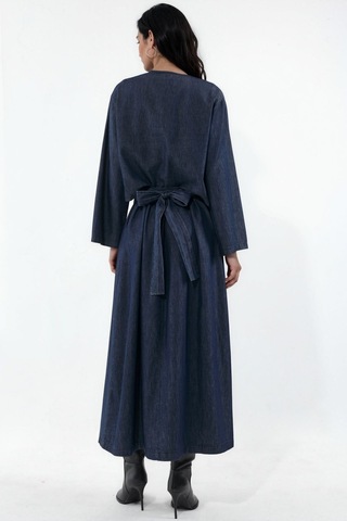 Hiccup Denim Ceket & Maksi Elbise İkili Takım Mavi
