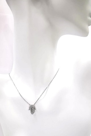 Omar Silver Kadın Fatma Ana Eli Zirkon Taşlı Kolye Rodyumlu (488936034)