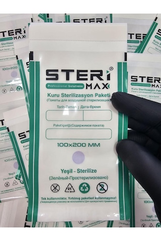 Şeffaf Sterilizasyon Zarfı - İndikatörlü Sterilizasyon Kraft Paketi 100x200mm 100 Adet