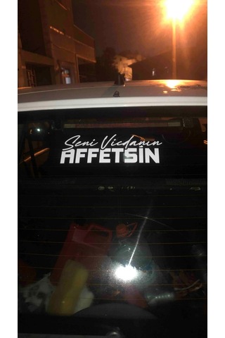 Seni Vicdanın Affetsin Yazı Jdm Araba-motosiklet Cam Etiket Sticker 24x8,4cm Beyaz Renk Beyaz