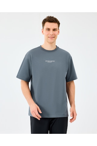 Skechers M Graphic Tee Reflect Logo Oversize T-shirt Erkek Gri Tshirt S231094-3998 gri