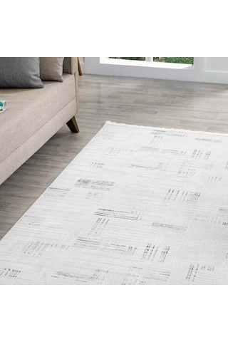 Krem Kahve Ton Sür Ton Geometrik Yıkanabilir Halı - Ng15500ms Beyaz